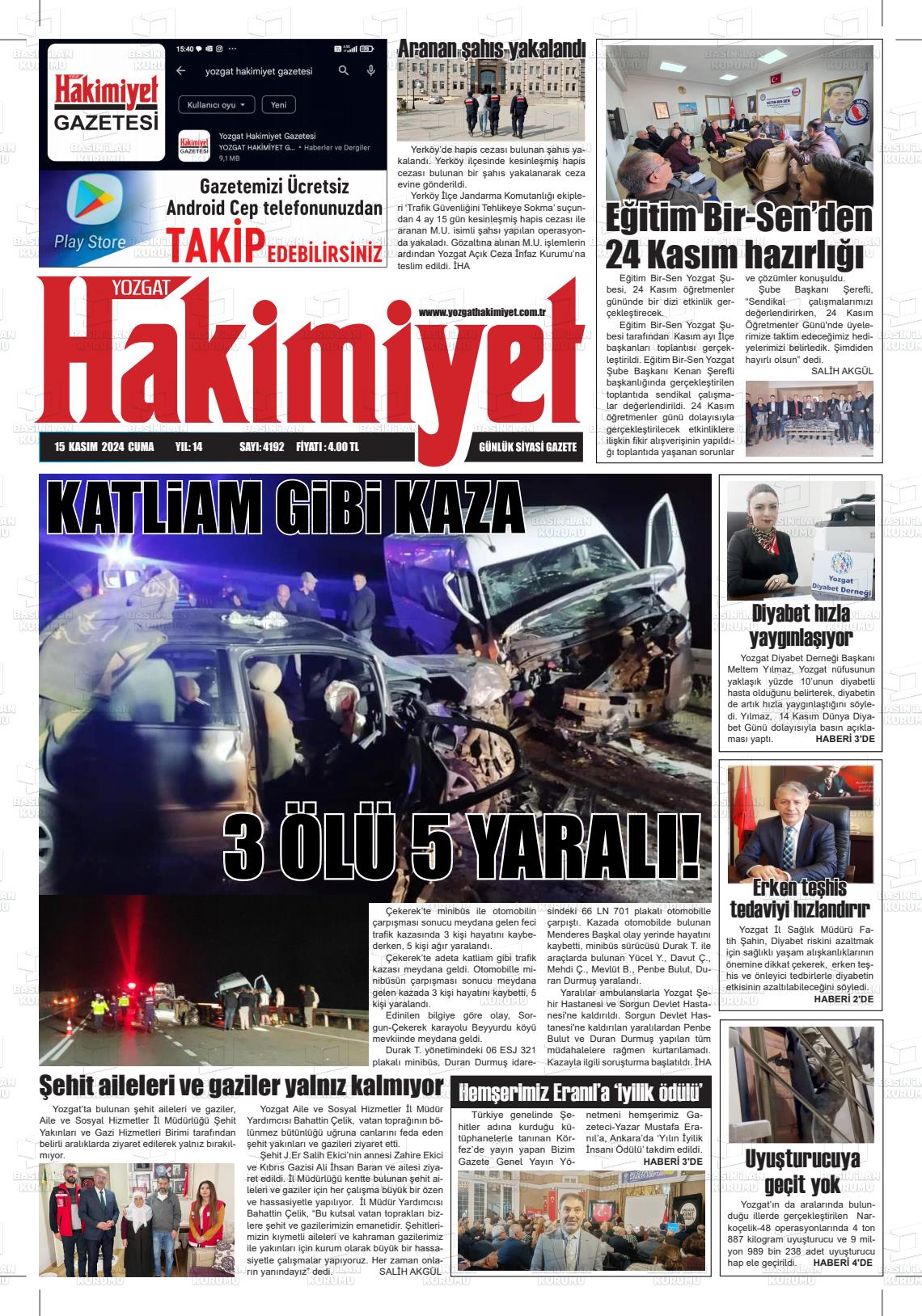 YOZGAT HAKİMİYET Gazetesi